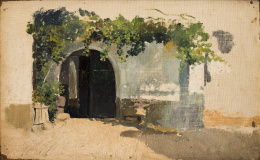 985.  MANUEL BENEDITO Y VIVES (Valencia, 1875- Madrid, 1963)Apunte patio valenciano.
