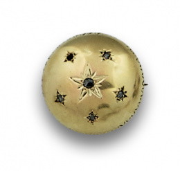 39.  Broche de ffs s XIX semiesfera con estrellas de diamantes.