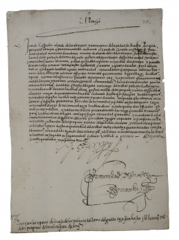 357.  Cédula Real de Felipe II siendo Príncipe dirigida a Juan de Céspedes, “alcaide de los alcaçares y ataraçanas de la çiudad de Sevilla”, para realizar reparaciones en el Palacio de Grullo (actual Palacio del Rey).En Valladolid, el 1 de diciembre de 1553..