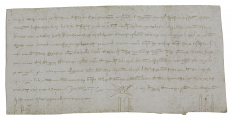 372.  Carta Partida de Fianza. Eva de Foces, esposa de Jimeno Cornell, recibe de sus padres Ato de Foces y Sancha Valles de Antillón y de su hermano 5.000 maravedís de oro sobre el castillo y la villa de Novales (Huesca), que pertenecen a su herencia.Novales (.