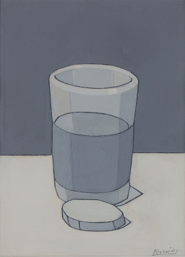 231.  LUIS FERNÁNDEZ (Oviedo, 1900 - París, 1973).Verre de vin et morceau de pain sur une nappe blanche, c.1959-1961.