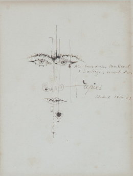 350.  ANTONI TÀPIES (Barcelona, 1923 - 2012)Dibujo-dedicatoria, 1953