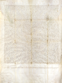 371.  Manuscrito de “Guillermo Raymundo de Monteolivo” relacionado con el “Bisbat de Gerona” y el “Bisbat de Aragon”. Firmado en el año 1400..