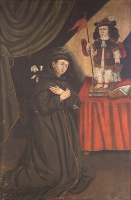 468.  ESCUELA COLONIAL, SIGLO XVIIISan Antonio de Padua y el Niño Jesús