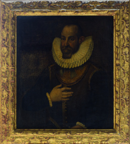 871.  ESCUELA ESPAÑOLA, H. 1600Retrato de caballero con gola vistiendo armadura.