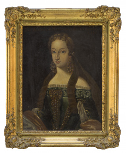 824.  ESCUELA ESPAÑOLA, h. 1800Retrato de Dña. Aldonza de Mondragón y Azcarrelazabal.