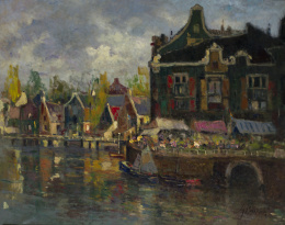 233.  CARMELO GARCÍA BARRENA (Bilbao, 1926 - 2000)Puerto de Volendam (Holanda).