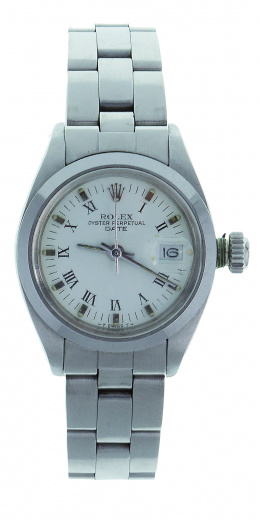 825.  Reloj ROLEX oyster perpetual date lady en acero