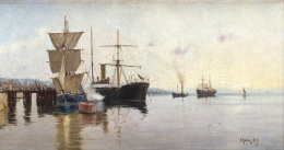 982.  JUAN MARTÍNEZ ABADES (Gijón, 1862-Madrid, 1920)Marina