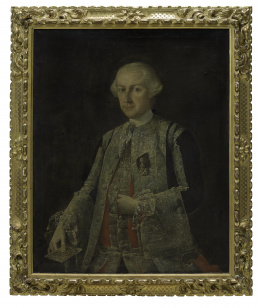 907.  ESCUELA SEVILLANA, H. 1800Retrato de D. Juan Ignacio de Ibárburu y Osorio con condecoración, caballero profeso de la Orden de San Juan.