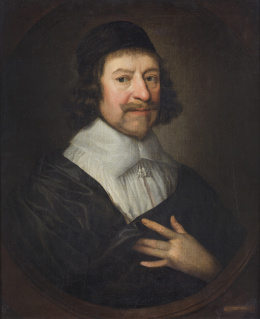 782.  CÍRCULO DE CORNELIUS JOHNSON VON CEULEN (1593-1661)Retrato de caballero insertado en un óvalo fingidoH. 1640