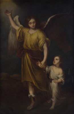 807.  COPIA DE MURILLO (Escuela española, siglo XIX)Ángel de la Guarda