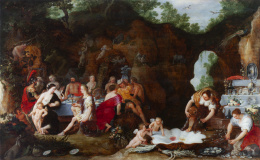 686.  ADRIAEN VAN STALBEMT (Amberes, 1580-1662) Banquete de dioses1622