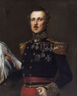 733.  FEDERICO DE MADRAZO Y KUNTZ (Roma, 1815 - Madrid, 1894)Retrato del Mariscal de Campo don Nicolás de Miniussir y Giorgeta* su escudo de armas1843