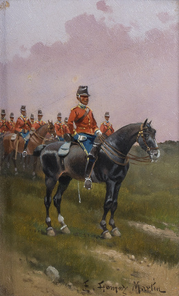 1049.  ENRIQUE GÓMEZ MARTÍN (Sevilla, último tercio S. XIX)Militares a caballo