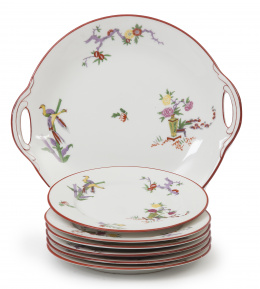 621.  Juego de merienda en porcelana esmaltada.Limoges, fábrica de W. Guering & Co., 1900-1932.