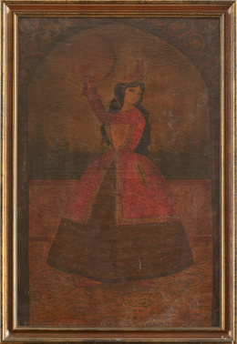 561.  Bailarina.Óleo sobre lienzo.Persia, Dinastía Qajar, S. XIX.