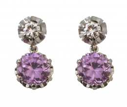 57.  Pendientes con brillante y rosa de Francia colgante