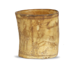 555.  Vaso de asta pirograbada.Trabajo pastoril, España, S. XIX.