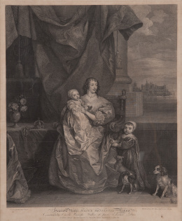 797.  ANTHONY VAN DYCK (1599-1641) ROBERT STRANGE (1721-1792)La reina Enriqueta María y sus dos hijos mayores (Enriqueta María; María, Princesa Real y Princesa de Orange; Rey Carlos II)