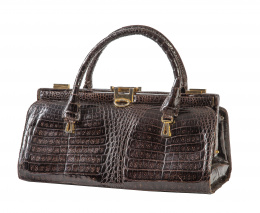 483.  Bolso grande de piel de cocodrilo brillante marrón 