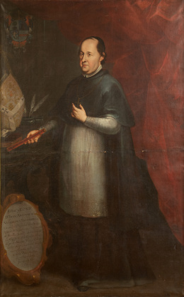 851.  JOSÉ DE IBARRA (Guadalajara, 1688 -México, 1756)Retrato de don Juan Antonio de Vizarrón y Eguiarreta, clérigo, canónigo, arzobispo de México (1730- 1747) y virrey de México (1734- 1740)