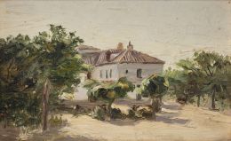 826.  ATRIBUIDO A JOSÉ MARÍA SUAY DAGUÉS (Valencia, 1865- Madrid, 1938)Paisaje con casa