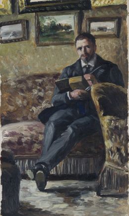 812.  JOSÉ MARÍA SUAY DAGUÉS ((Valencia, 1865- Madrid, 1938)Autorretrato en su casa