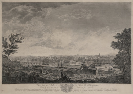 643.  CHARLES- NICOLAS COCHIN (1715-1790) JOSEPH VERNET (1714-1789), JACQUES-PHILIPPE LE BAS (1707-1783)"Vue de la ville et du Port de Bayonne prise à mi-côte Sur Le Glacis De La Citadelle"