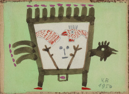 806.  VICTOR BRAUNER (Piatra-Neamt, Rumanía, 1903 - París, Francia, 1966)Carte de Voeux, 1950