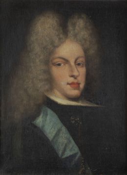 793.  SEGUIDOR DE HYACINTHE RIGAUD, FF. SIGLO XVIIIRetrato de Felipe V con toisson y la banda del Espiritu Santo