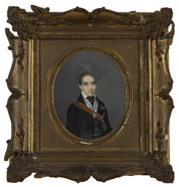 852.  C. NOËL (Siglo XIX)Retrato de caballero con la medalla de la Legión de Honor, de la Orden de Malta y otras, 1843.