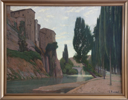 872.  SANTIAGO RUSIÑOL Y PRATS (Barcelona, 1861-Aranjuez, Madrid, 1931)Sol ponent. Cuenca, 1916