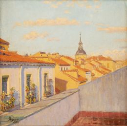 929.  DARÍO DE REGOYOS (Asturias, 1857-Barcelona, 1913)Tejados de Madrid, 1901