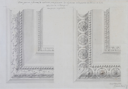 869.  VENTURA RODRIGUEZ Y TIZON (Madrid, 1717-1785)Proyecto de dos géneros o formas de molduras para guarnecer las colgaduras de los cuartos de su Majestad del Palacio de Arenas de San Pedro1783