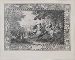 755.   SÉBASTIEN LECLERC (1637-1714)"Deffaite de l&#39;armée espagnolle près le canal de Bruges sous la conduite de Marsin par les trouppes du roi Louis XIV en l&#39;année 1667" y "Defatie de l´armee espagnole pres le cana de Bruges sous la conduite de marsin par les trouppes du roi Louis XIV en l´année 1667"