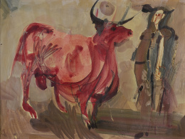 931.  ÓSCAR ESTRUGA (Barcelona, 1933)Toro y torero, 1969