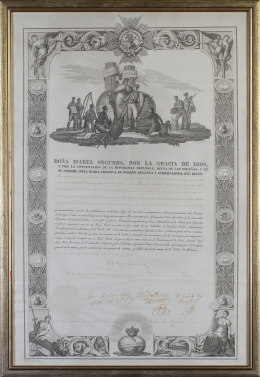 726.  JOSÉ RIBELLES Y HELIP  (1778-1835)  y ESTEBAN BOIX (1774-1829) Título honorífico para recompensar el importante servicio prestado por Don Pablo López Higuera, miliciano Nacional, el día 22 de atosto de 1837