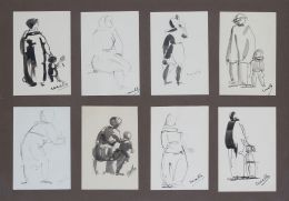 879.  CRISTINO MALLO (Tuy, 1905 - Madrid, 1989)Conjunto de ocho dibujos