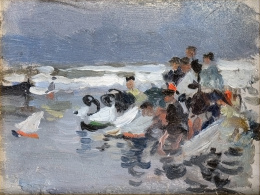 897.  JOAQUÍN SOROLLA Y BASTIDA (Valencia, 1863 - Madrid, 1923) Playa de Valencia. Apunte 