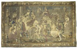 591.  El triunfo de Alejandro.Tapiz en lana.Según Charles Le Brun, trabajo de Aubusson, último cuarto del S. XVII.