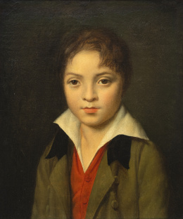 819.  ESCUELA FRANCESA, H. 1805Retrato de niño con chaleco rojo