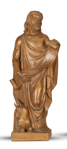 1265.  San Lucas.Escultura de madera tallada.Trabajo español, finales del S. XVIII.
