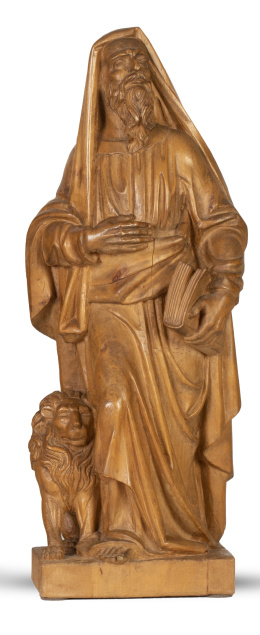1267.  San Marcos.Escultura de madera tallada.Trabajo español, finales del S. XVIII.