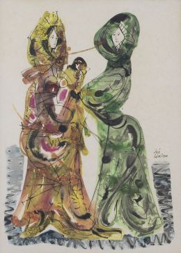 919.  JOSÉ CABALLERO (Huelva, 1913 - Madrid, 1991)Dos figuras femeninas y un niño
