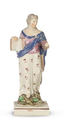 1311.  Figura femenina en loza esmaltada. Con leyenda: "Faith" en la base.Inglaterra, h. 1800.