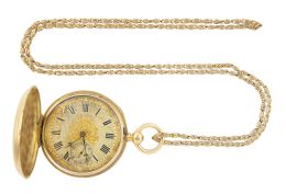 317.  Reloj saboneta Ingles S. XIX en oro amarillo con cadena de 