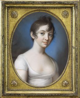 826.  ATRIBUIDO A NIKOLAUS LAUER (1753- 1824)Retrato de dama inserto en un óvalo fingido