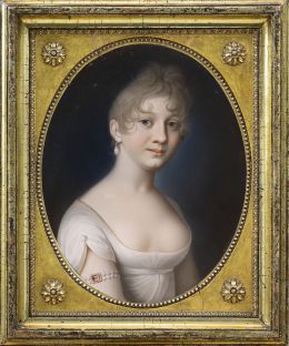 827.  ATRIBUIDO A NIKOLAUS LAUER (1753- 1824)Retrato de dama inserto en un óvalo fingido