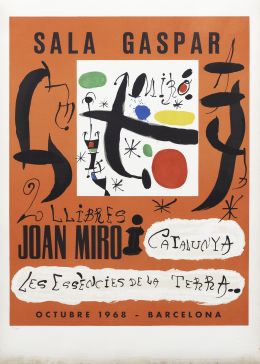 904.  Cartel de la exposición de Joan Miró: "Joan Miró i Catalunya. Les essències de la Terra..." en la Sala Gaspar, Barcelona, 1968